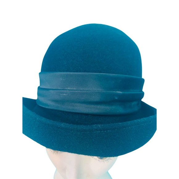 Vintage 1950s Black Fedora Henry Pollak Satin Bow Bucket Hat - Picture 6 of 10